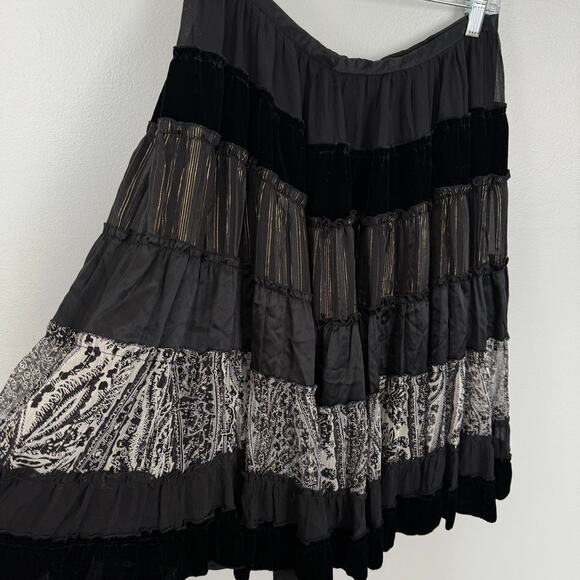 Y2k BCBG black layered patchwork midi skirt - Picture 4 of 4